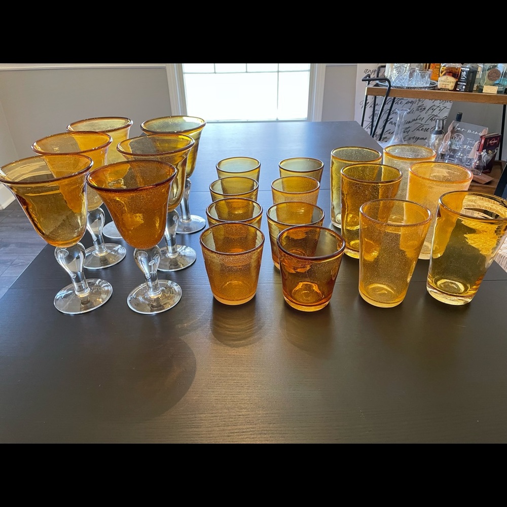 Set of Pottery Barn Glassware - Mustard yellow